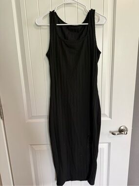 SHEIN Black Ribbed Tank Maxi Dress